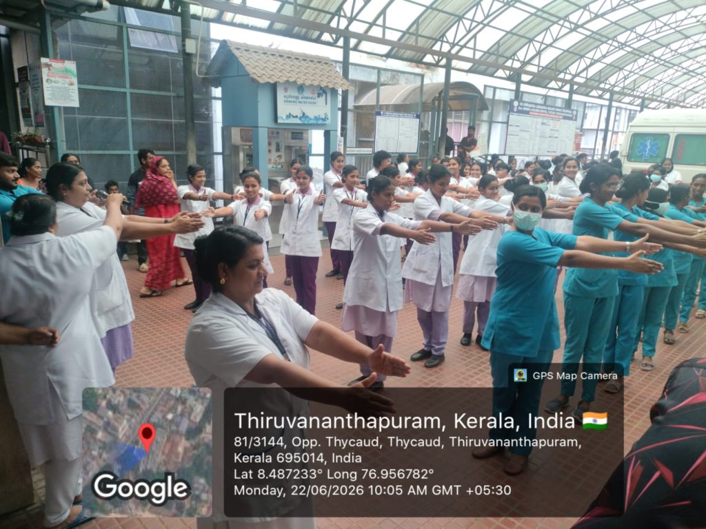 Yoga day observance programme @ W& C Hospital Thycaud